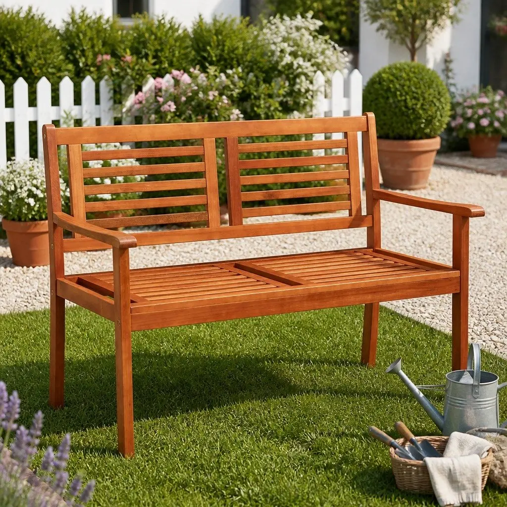 Outdoor Garden Bench Solid Eucalyptus Wood 120cm Brown