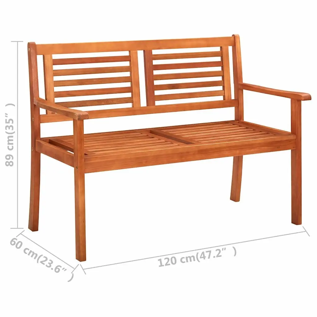 Outdoor Garden Bench Solid Eucalyptus Wood 120cm Brown