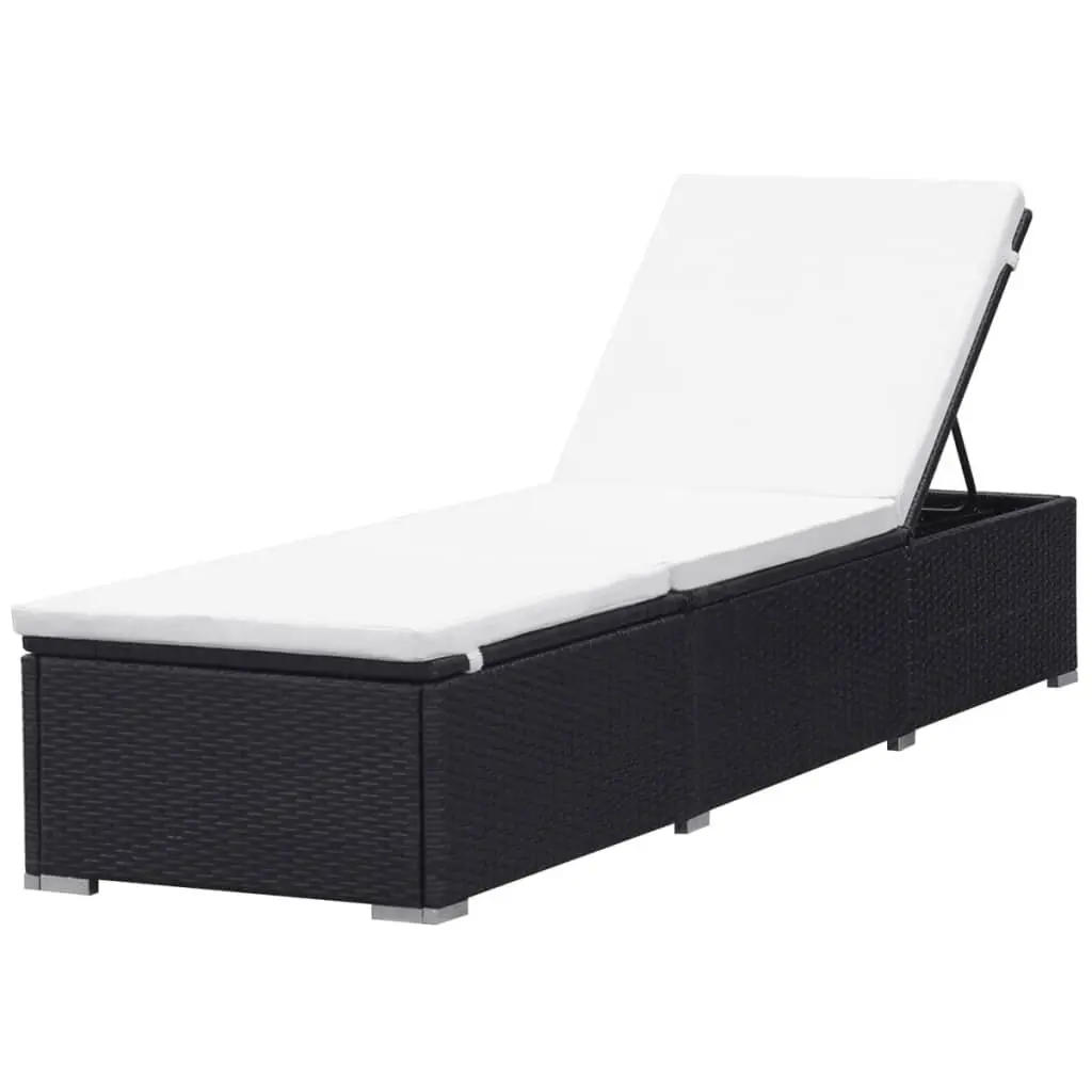 Black Sun Lounger with Cushion for Outdoor Comfort