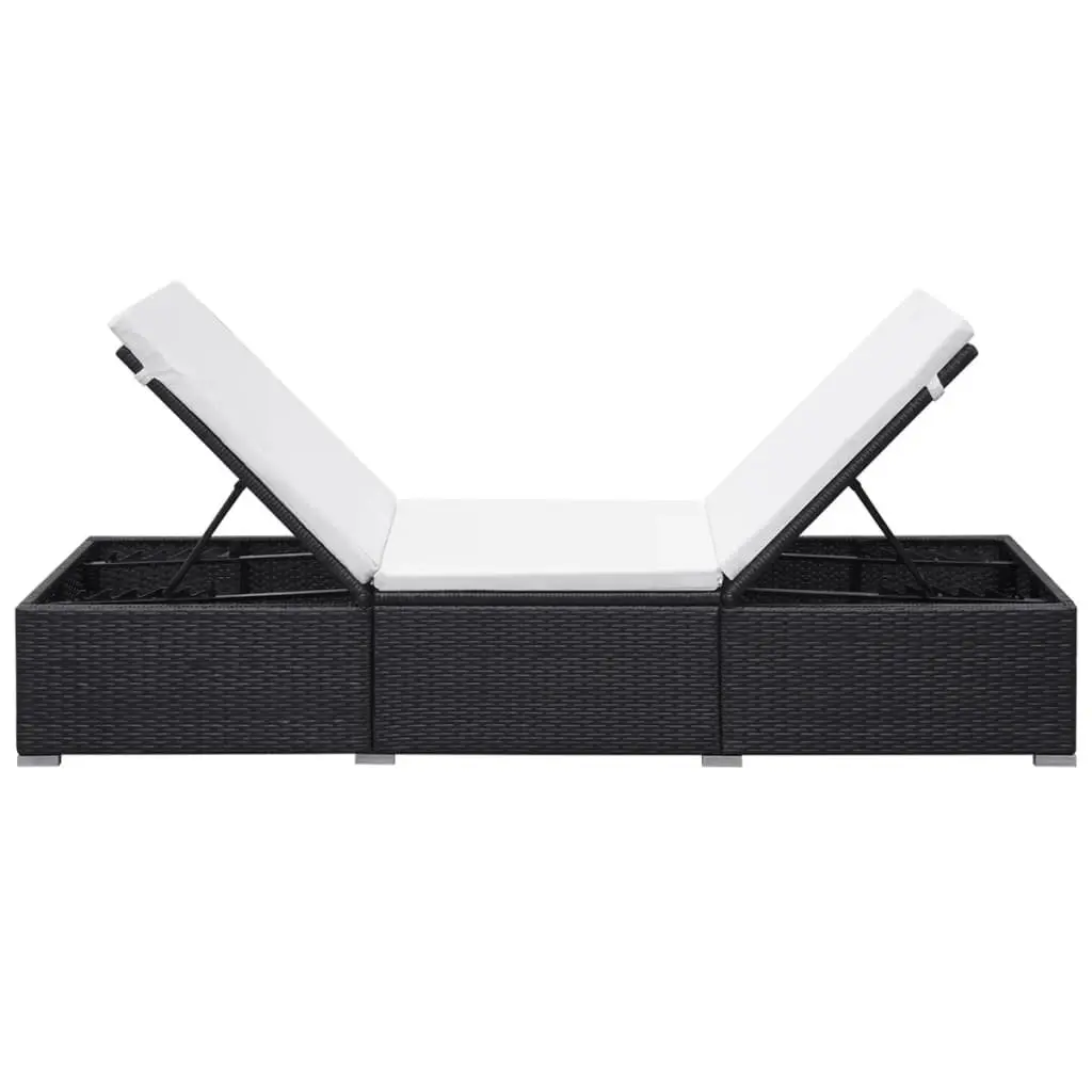 Black Sun Lounger with Cushion for Outdoor Comfort