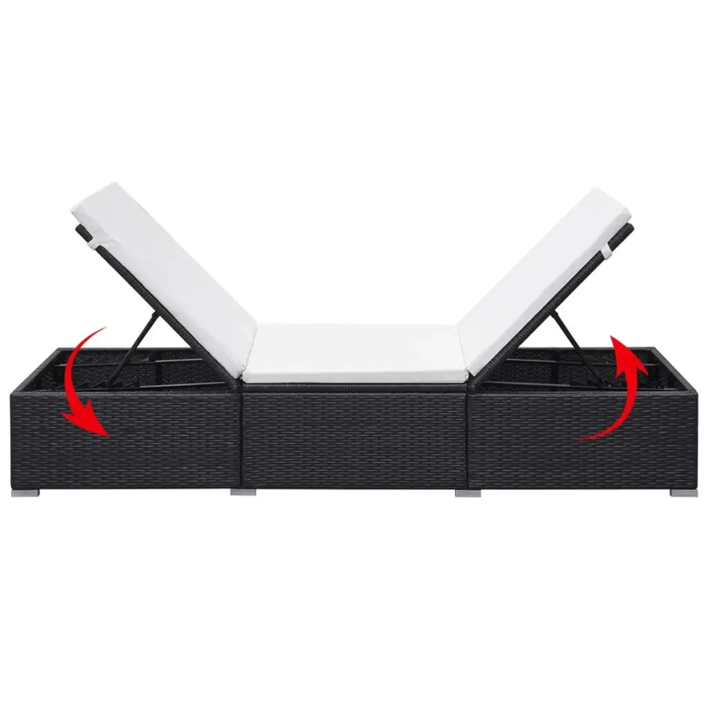 Black Sun Lounger with Cushion for Outdoor Comfort