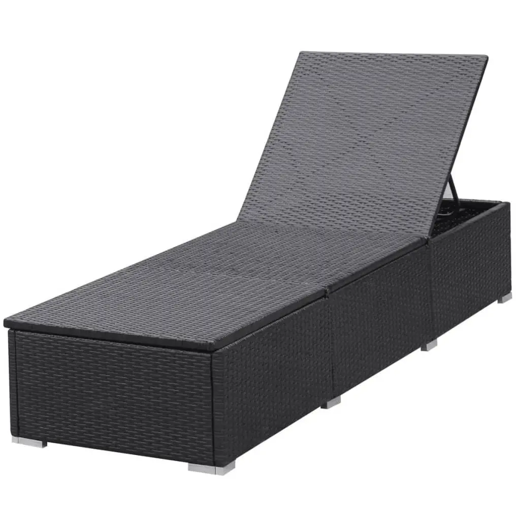 Black Sun Lounger with Cushion for Outdoor Comfort