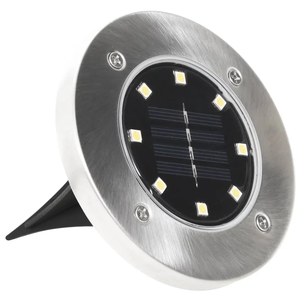 Solar Ground Lights LED White 8 Piece Outdoor Garden Patio Path Landscape Lighting