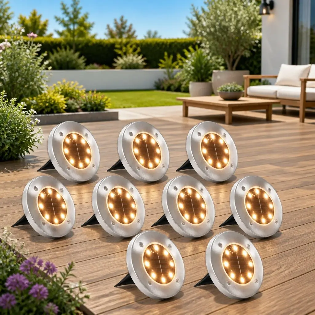 Solar Ground Lights 8 Pack for Outdoor Use