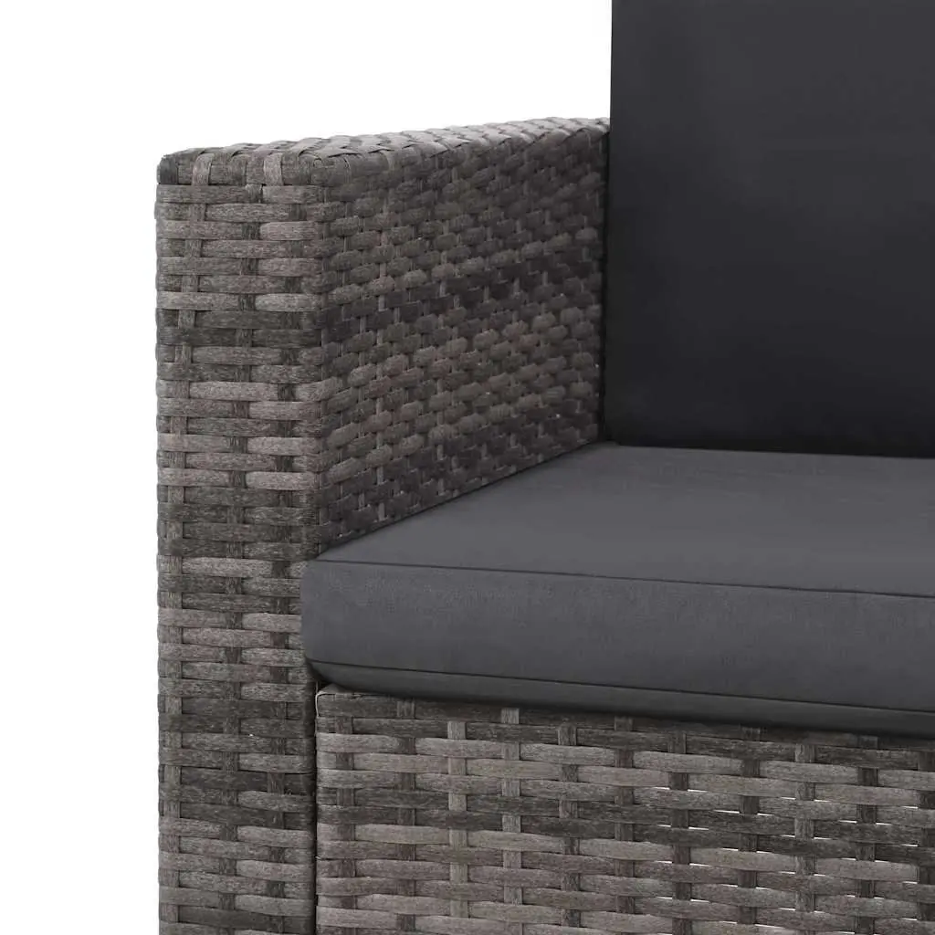 2 Piece Garden Lounge Set PE Rattan Sofa Stool Cushions Grey
