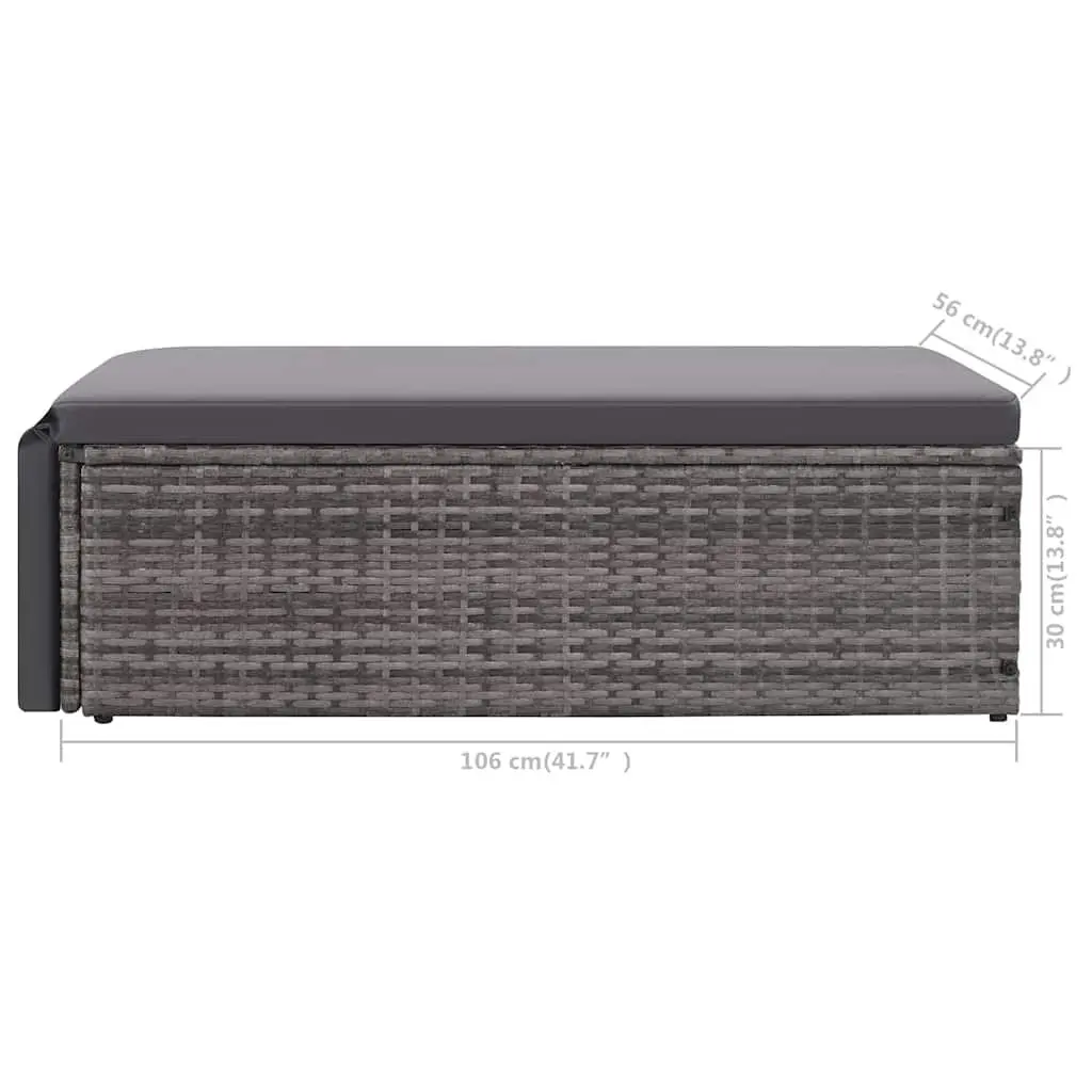 2 Piece Garden Lounge Set PE Rattan Sofa Stool Cushions Grey