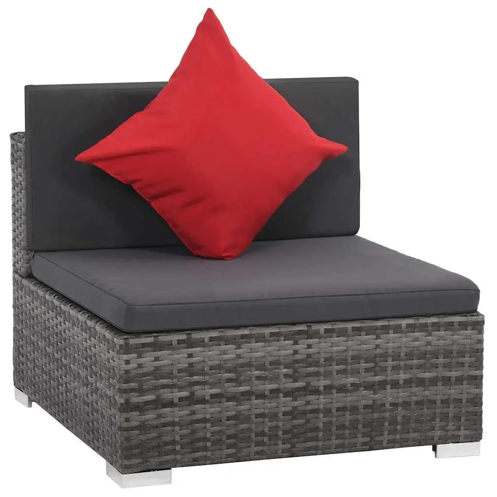 8 Piece Grey Poly Rattan Sofa Set for Outdoors