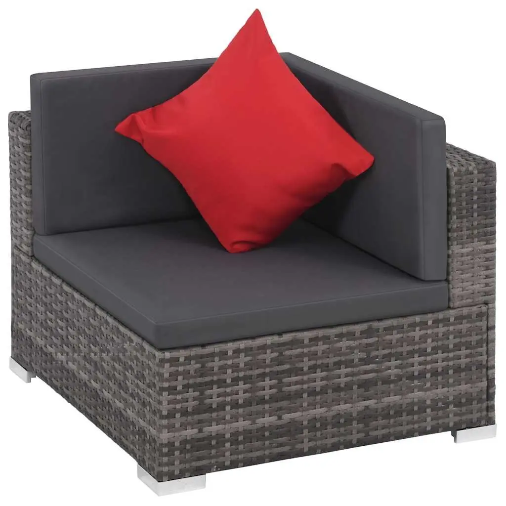 8 Piece Grey Poly Rattan Sofa Set for Outdoors
