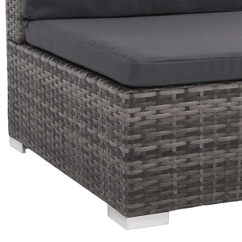 8 Piece Grey Poly Rattan Sofa Set for Outdoors