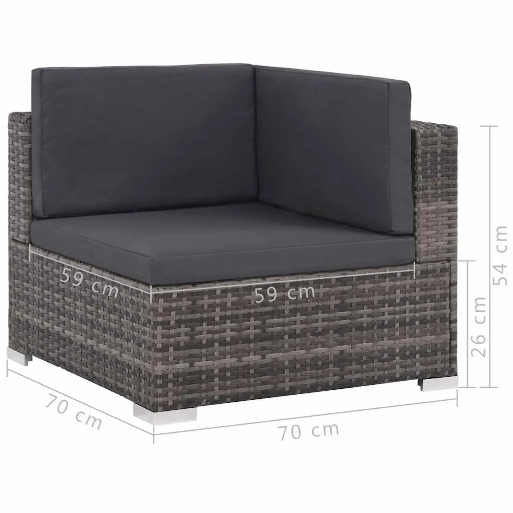 8 Piece Grey Poly Rattan Sofa Set for Outdoors