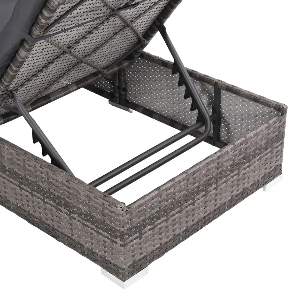 Garden Lounge Set Poly Rattan 3 Piece Outdoor Sofa Powder-coated Steel Grey
