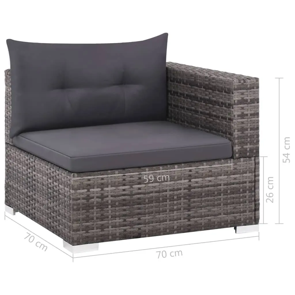Garden Lounge Set Poly Rattan 3 Piece Outdoor Sofa Powder-coated Steel Grey