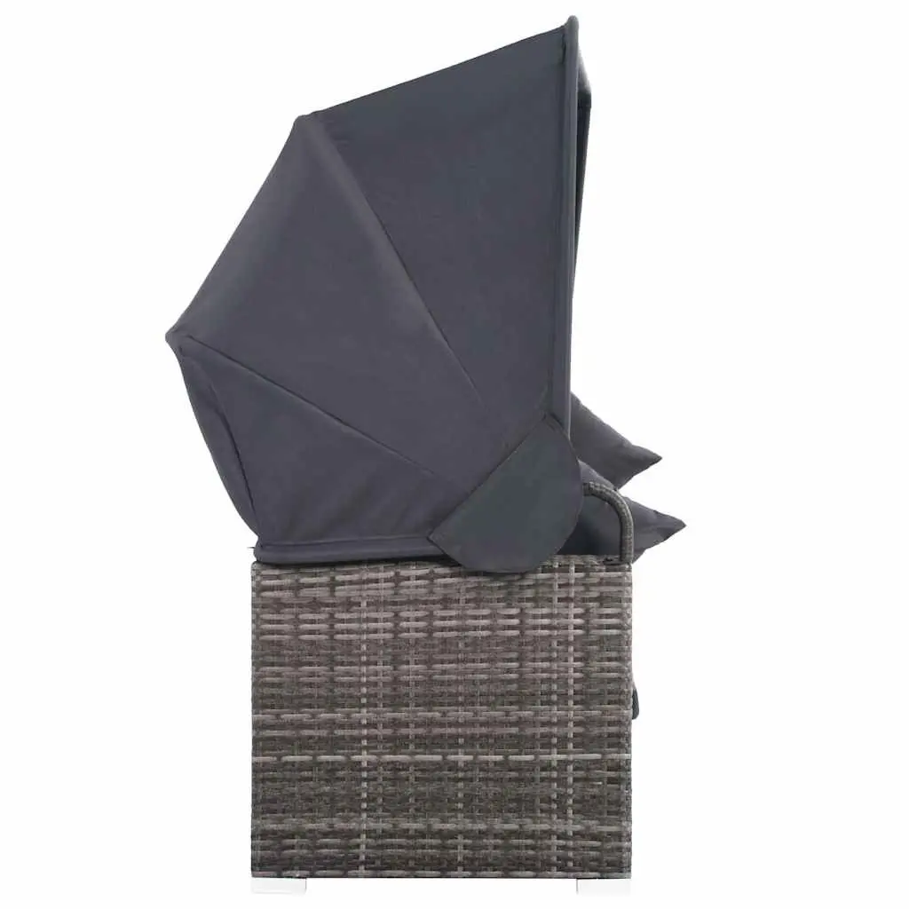 7-Piece Poly Rattan Garden Lounge Set with Canopy