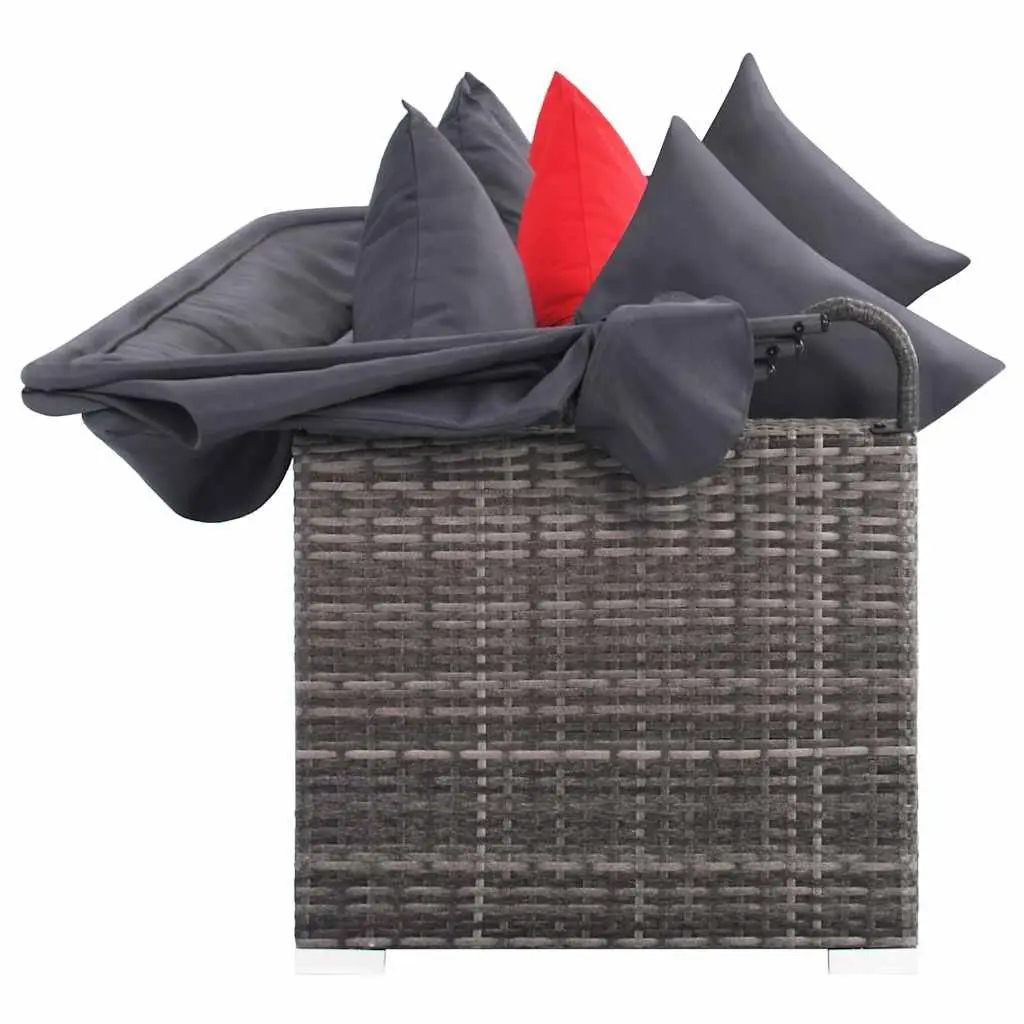 7-Piece Poly Rattan Garden Lounge Set with Canopy