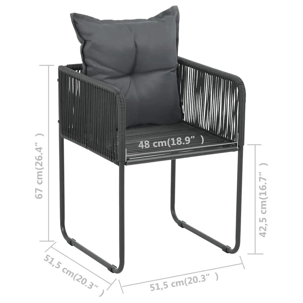 Outdoor Chairs PE Rattan 2 Piece Black