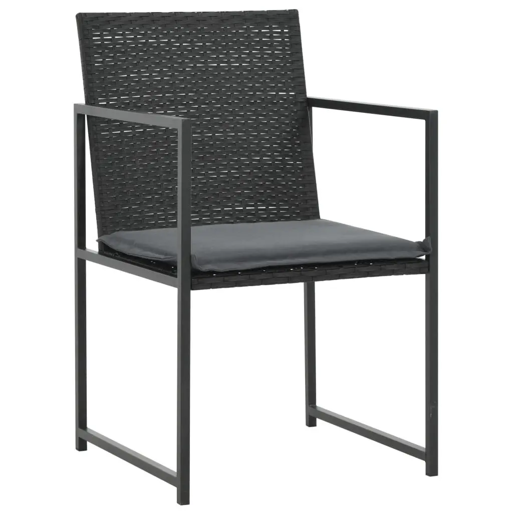 Black Poly Rattan Outdoor Dining Set with Cushions