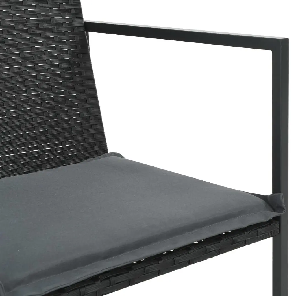 Black Poly Rattan Outdoor Dining Set with Cushions