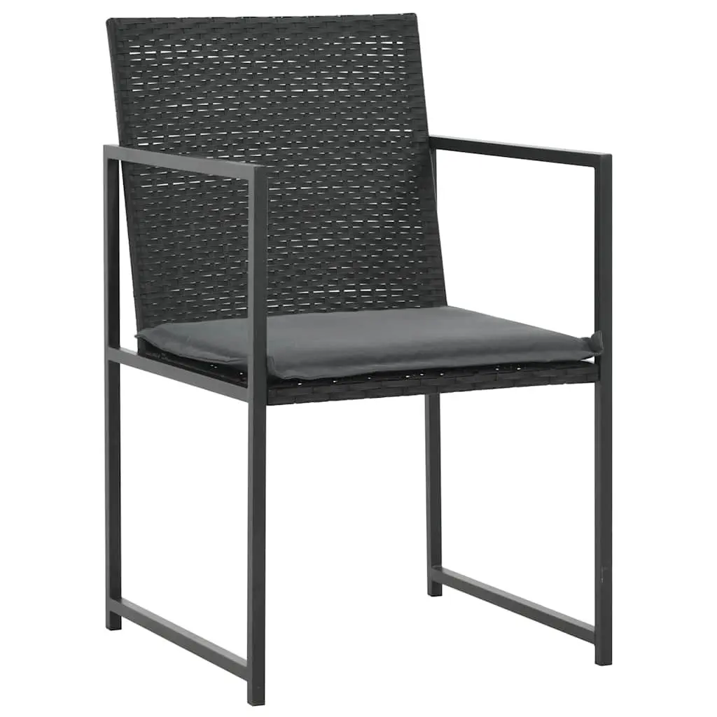 Outdoor Dining Set PE Rattan 7 Piece Black