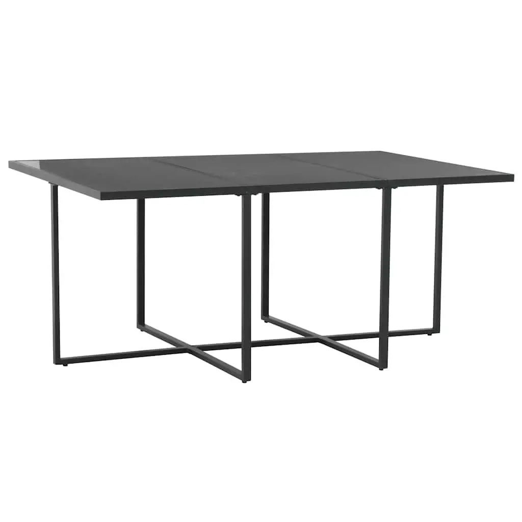 Outdoor Dining Set PE Rattan 7 Piece Black