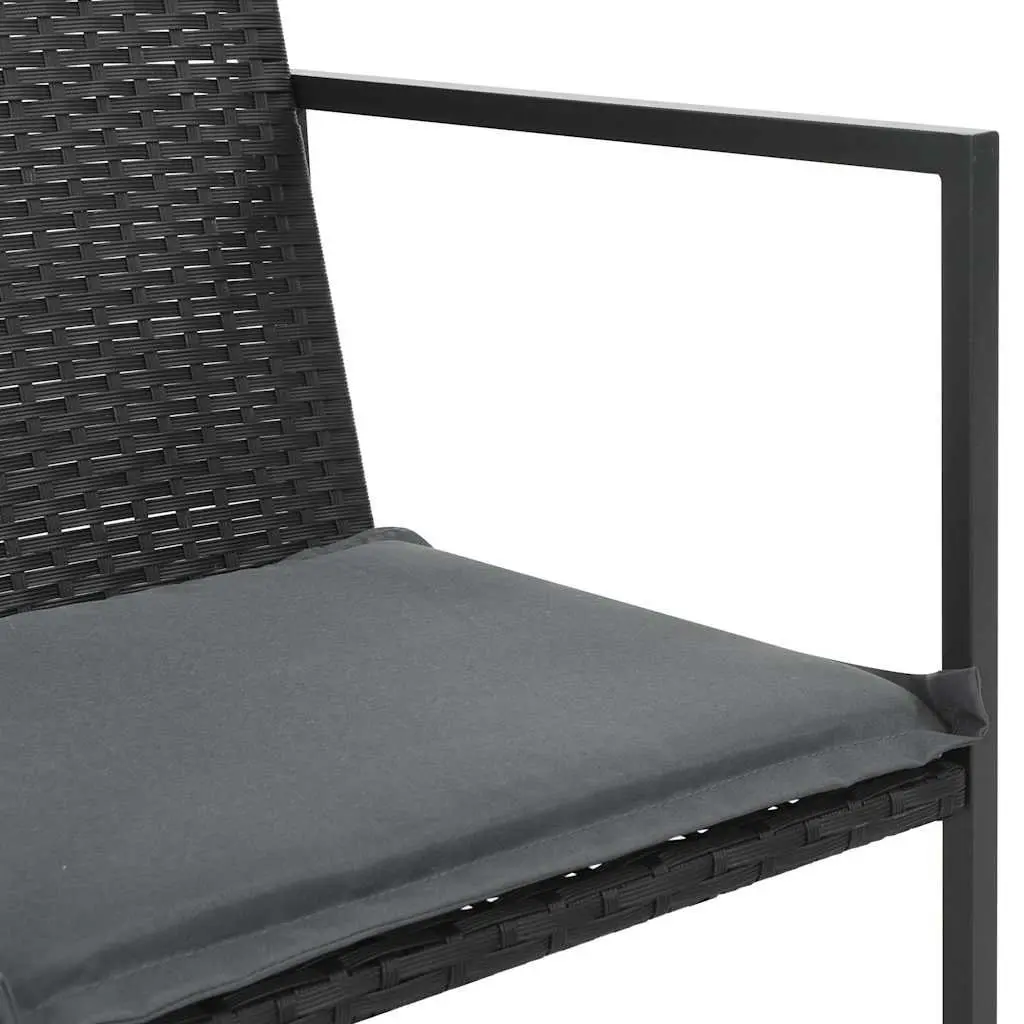 Outdoor Dining Set PE Rattan 7 Piece Black