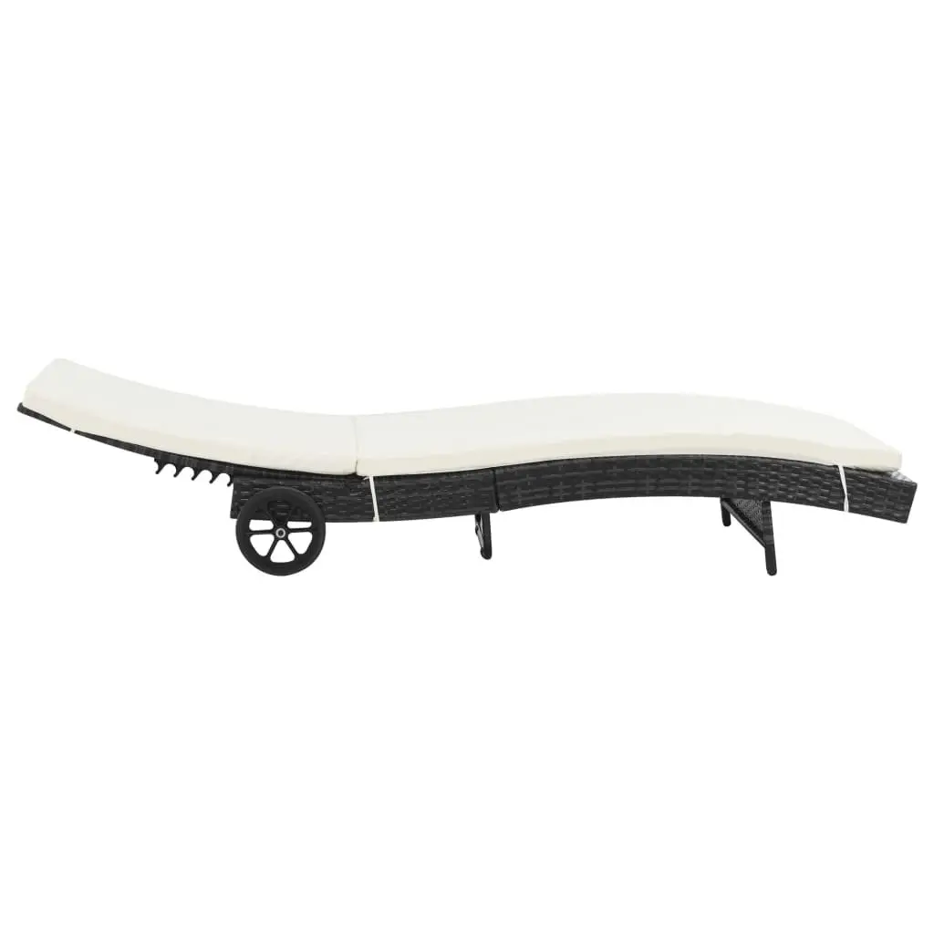 Adjustable Backrest Sun Lounger with Wheels for Outdoor Use