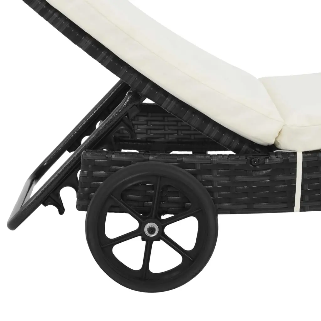 Adjustable Backrest Sun Lounger with Wheels for Outdoor Use