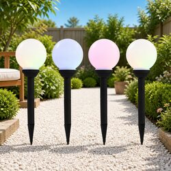 Durable Outdoor Solar LED Spherical Lamps - 4 pcs 15cm
