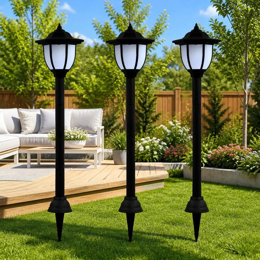 3 Pack Solar LED Lamps for Garden and Pathway Lighting
