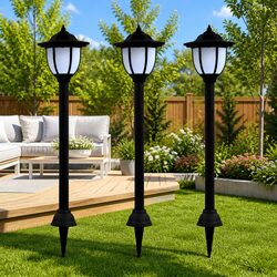 3 Pack Solar LED Lamps for Garden and Pathway Lighting