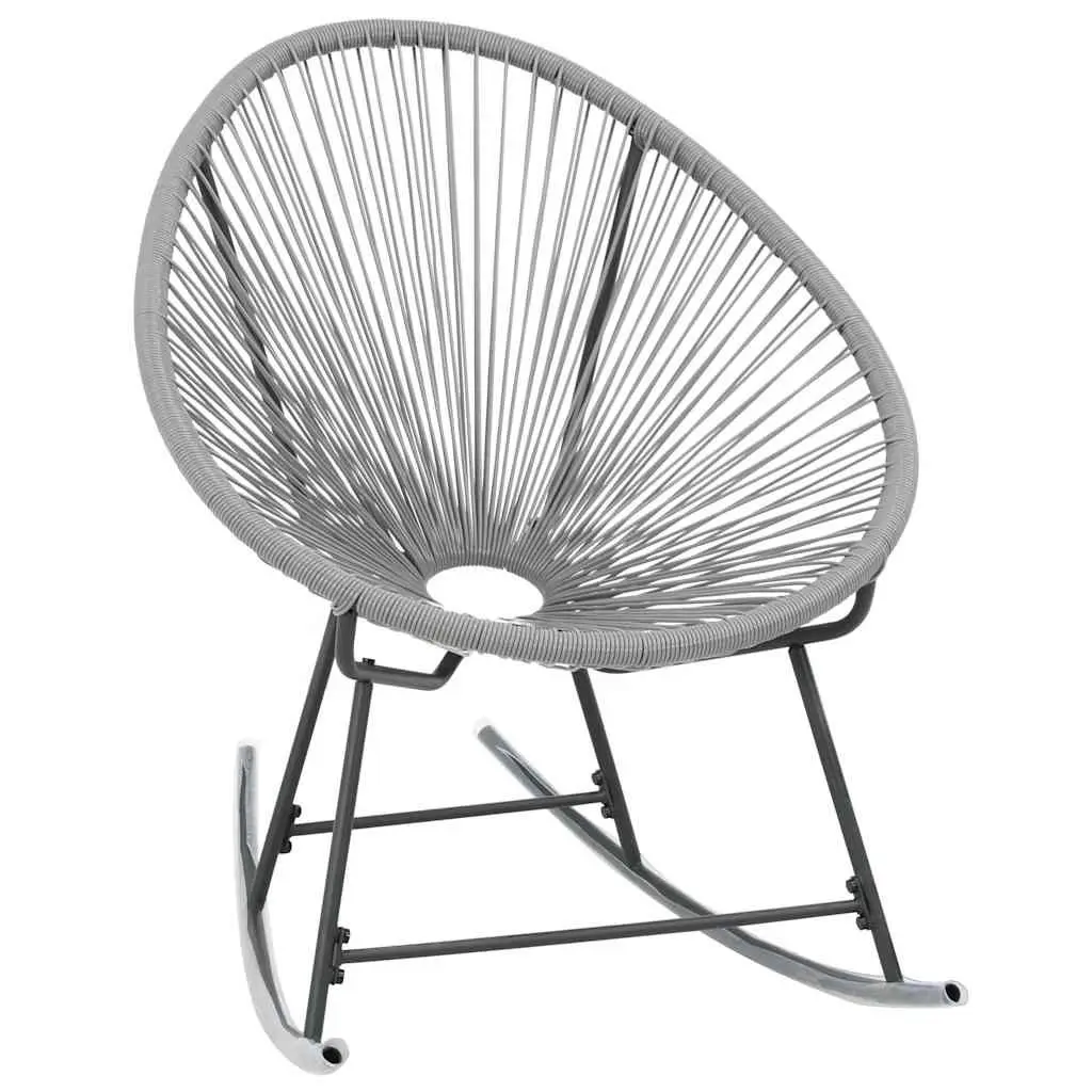 Outdoor Rocking Moon Chair Poly Rattan Grey Steel Frame