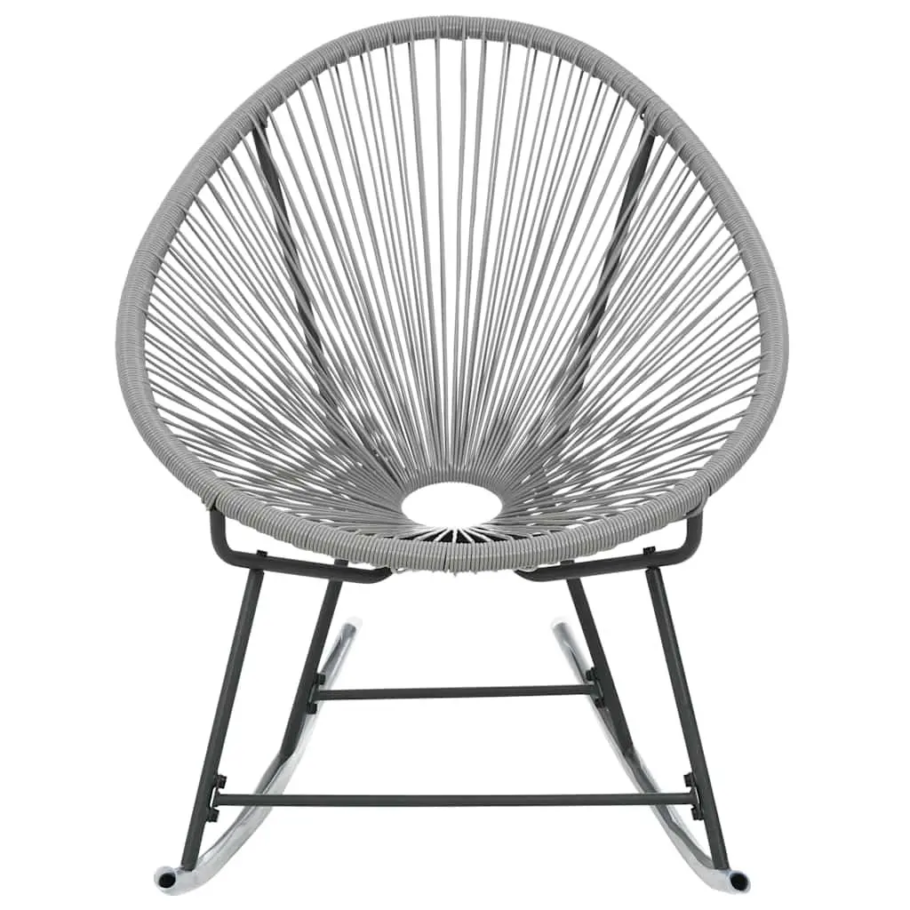 Outdoor Rocking Moon Chair Poly Rattan Grey Steel Frame