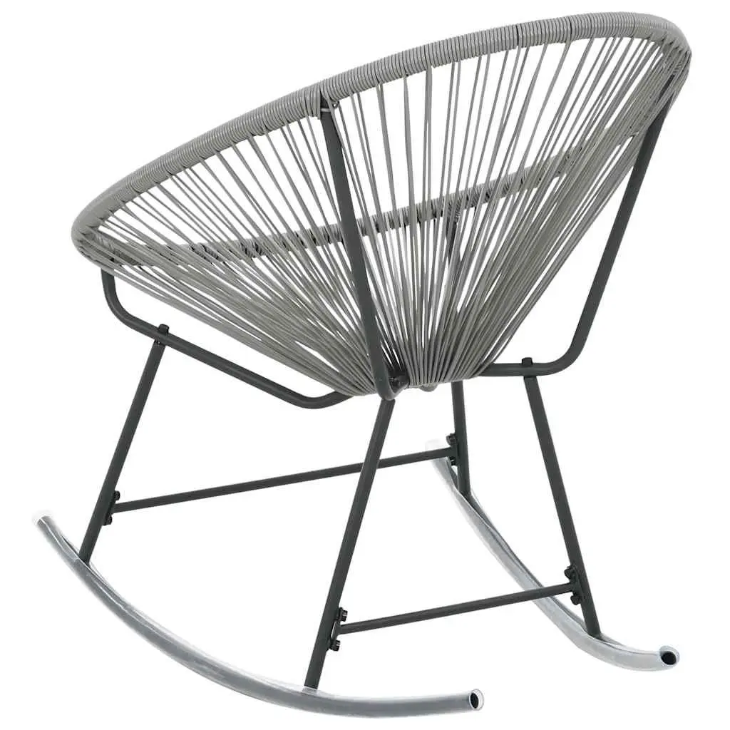 Outdoor Rocking Moon Chair Poly Rattan Grey Steel Frame