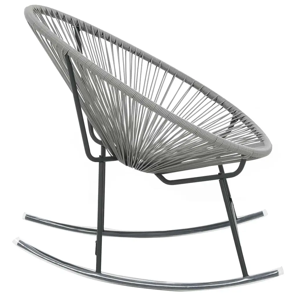 Outdoor Rocking Moon Chair Poly Rattan Grey Steel Frame