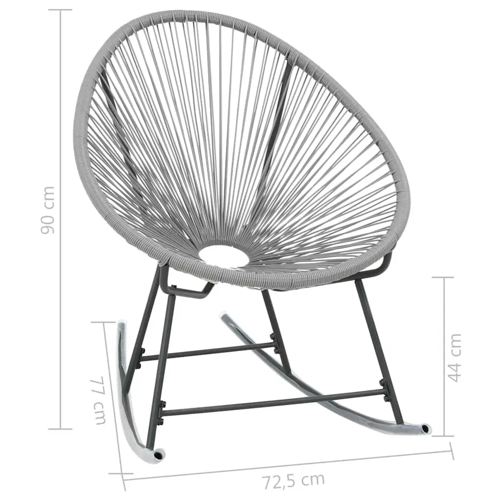 Outdoor Rocking Moon Chair Poly Rattan Grey Steel Frame