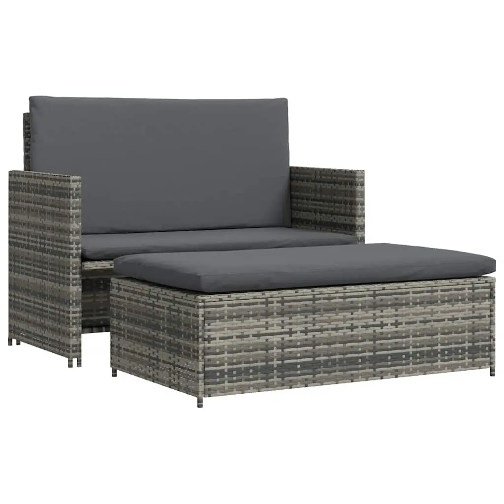 2 Piece Poly Rattan Garden Lounge Sofa Set