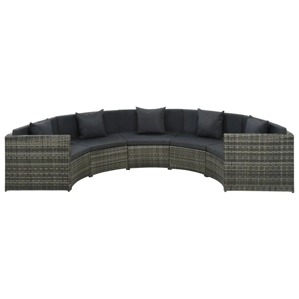 Garden Lounge Sofa Set Poly Rattan 7 Piece Outdoor Patio Furniture Grey