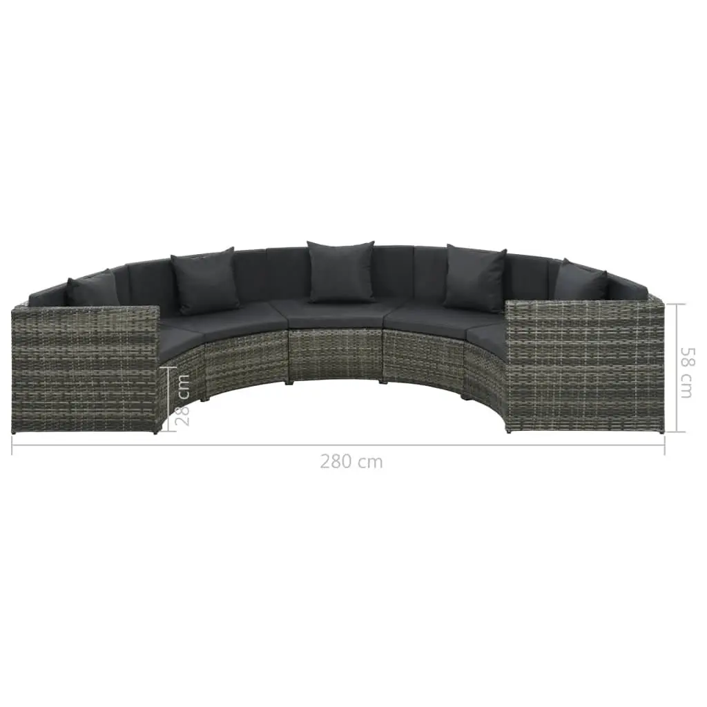 Garden Lounge Sofa Set Poly Rattan 7 Piece Outdoor Patio Furniture Grey