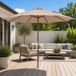 Outdoor Shade Umbrella 300cm with Wooden Pole and Crank