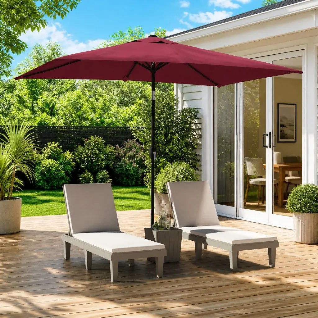 Garden Parasol UV Protective Polyester 300x200cm Red