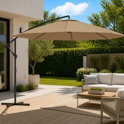 Sturdy Cantilever Garden Parasol 350cm with Taupe Shade