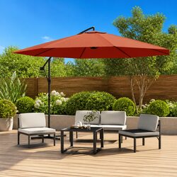 Brown Cantilever Garden Parasol 350 cm Outdoor Sunshade