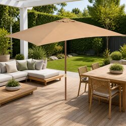 Wooden Garden Parasol 200x300cm Taupe Umbrella Shade