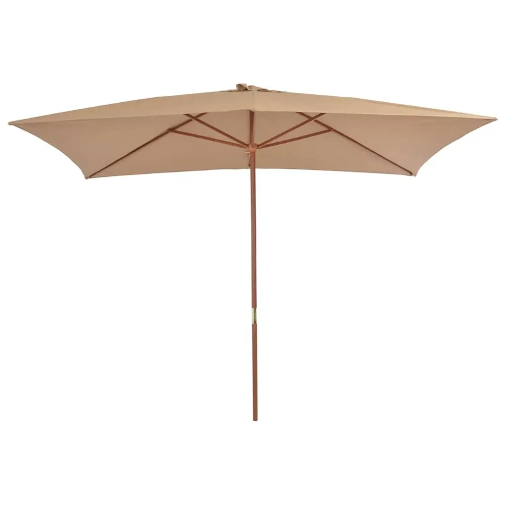 Wooden Garden Parasol 200x300cm Taupe Umbrella Shade