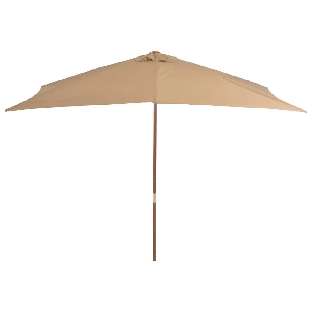 Wooden Garden Parasol 200x300cm Taupe Umbrella Shade