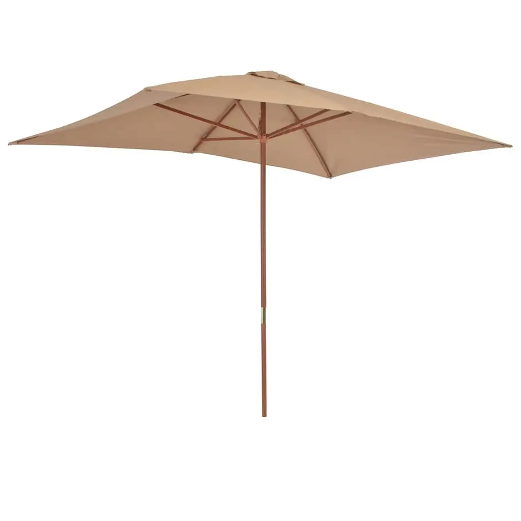 Wooden Garden Parasol 200x300cm Taupe Umbrella Shade