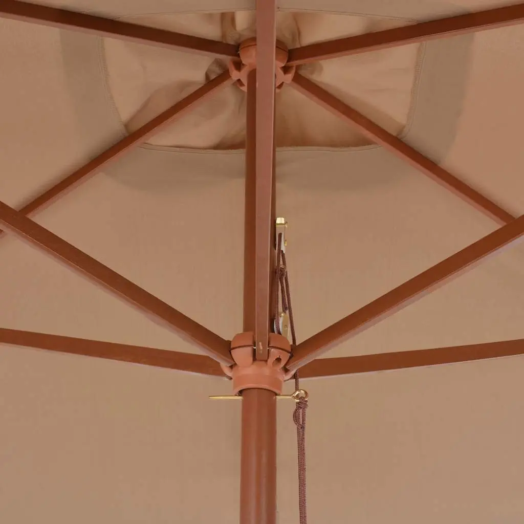 Wooden Garden Parasol 200x300cm Taupe Umbrella Shade