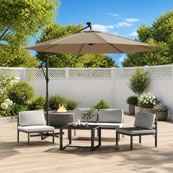 Sturdy Cantilever Garden Parasol 300cm with LED Lights