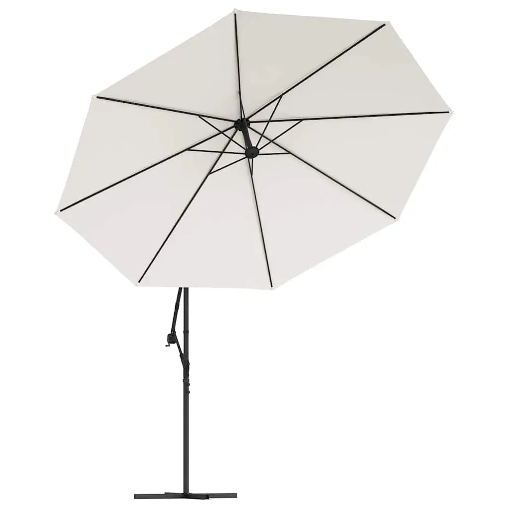 Cantilever Parasol Metal 350cm Beige UV Protective Polyester with Solar LED Lights