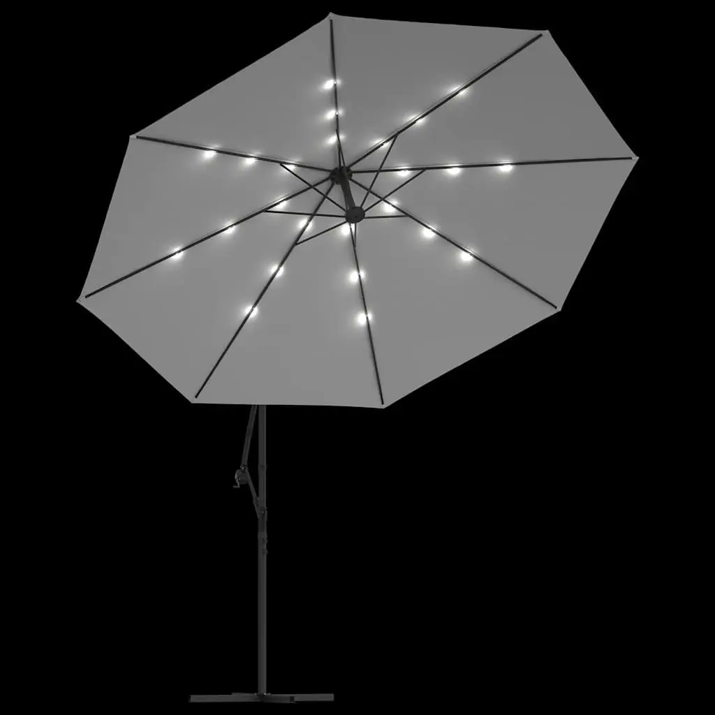 Cantilever Parasol Metal 350cm Beige UV Protective Polyester with Solar LED Lights