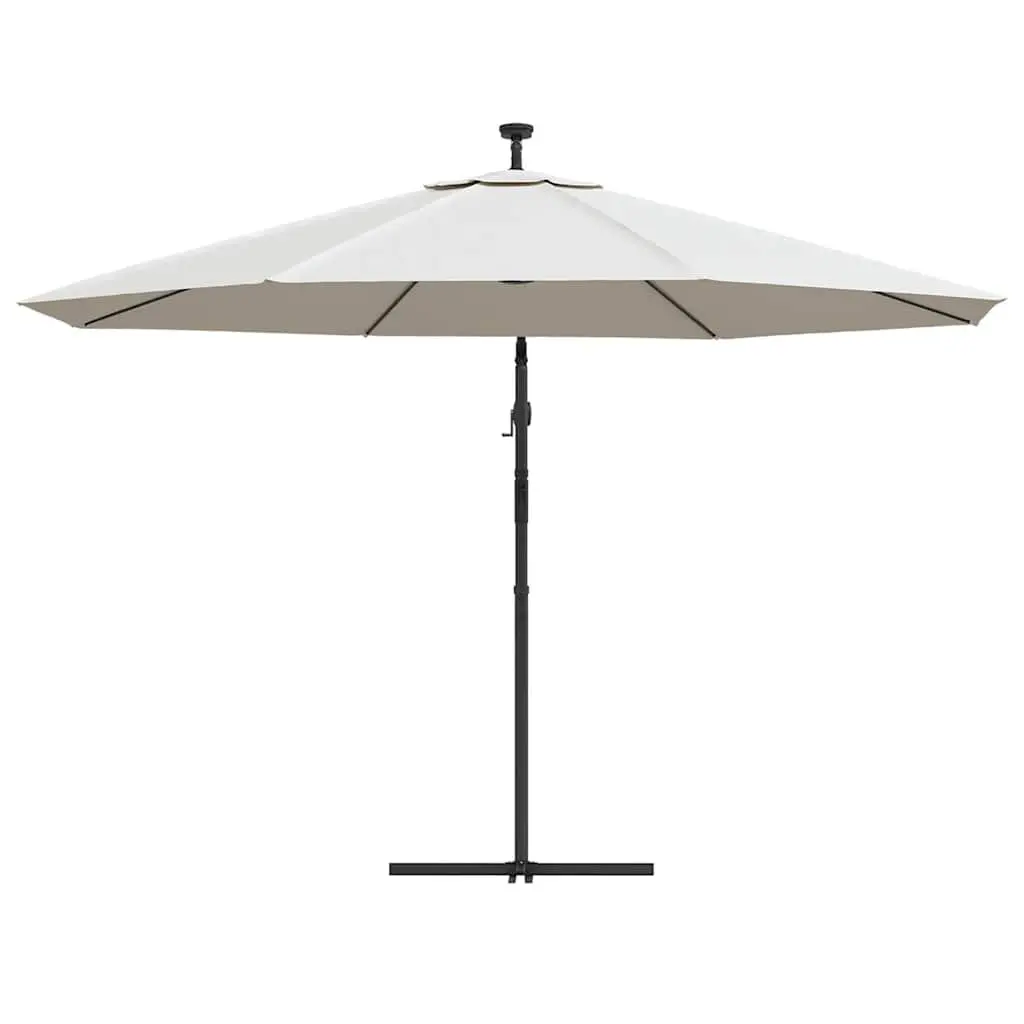 Cantilever Parasol Metal 350cm Beige UV Protective Polyester with Solar LED Lights